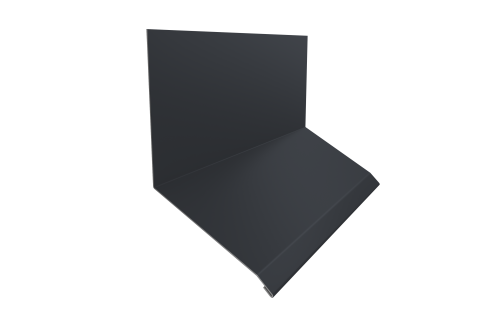 Планка примыкание верхнее к стене фальц Grand Line 150х130х20 0,45 PE с пленкой RAL 7024 мокрый асфальт (2м)