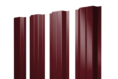 Штакетник П-образный A с прямым резом 0,5 Satin RAL 3005 красное вино