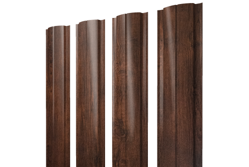 Штакетник Полукруглый Slim с прямым резом 0.45 Print Premium Cherry Wood Dark FTC